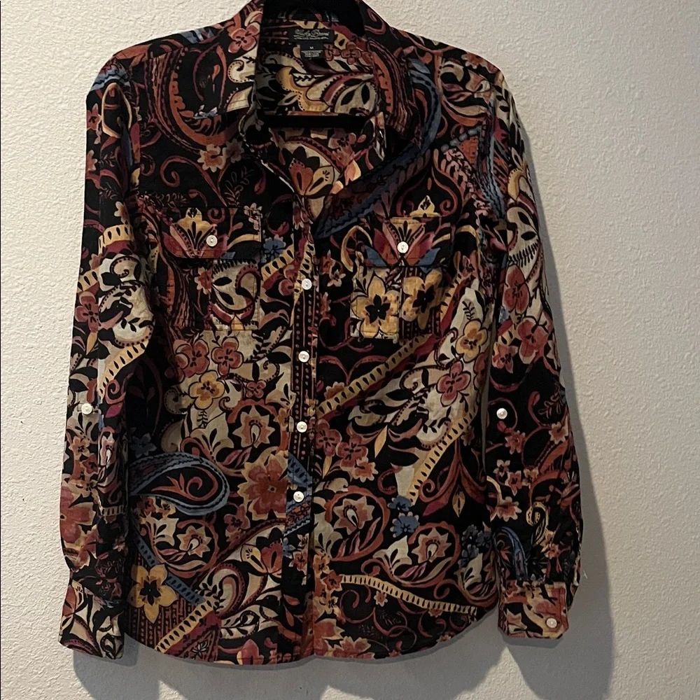 Lucky Brand Multicolor Boho Shirt,roll- up tab sleeves, 
Floral Print
SZ M - Picture 4 of 9